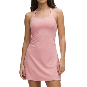Combinaison de yoga à suspendre au cou pour femme avec coussinets de poitrine anti-exposition, justaucorps de sport léger et respirant, robe de tennis d'été - Product Image 1