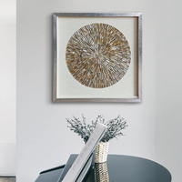 Décoration murale de luxe faite à la main en mosaïque de nacre, coquillage naturel, boîte à ombre circulaire 3D encadrée pour salon
