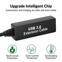 Long noir Premium Active USB 3.0 mâle à femelle rallonge de câble d'extension avec amplificateur amplificateur 5M 10M 15M 20M 25M 30M