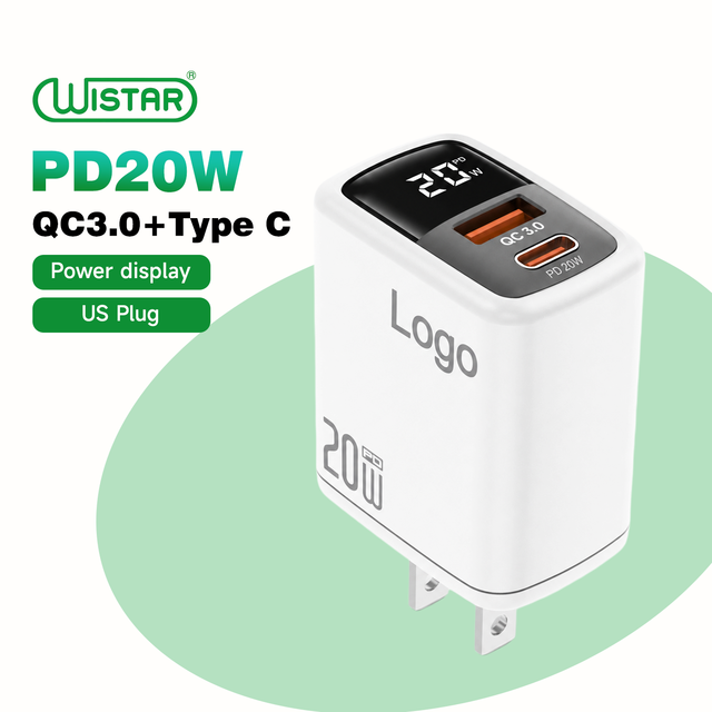 Factory OEM Logo 20W USB-C PD Wall Charger for Mobile Phones Power Supply Adapter US Specifications