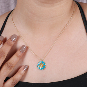 Nouveau Collier Étoile Haut de Gamme en Argent Sterling 925 Plaqué Or avec Émail Céramique et Pierre de Lune Arc-en-ciel - Product Image 3