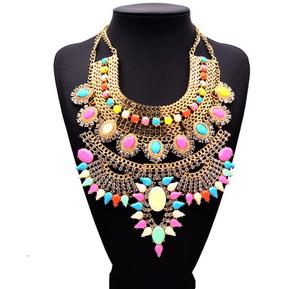 QL0094 Haute qualité Vintage Chunky Collier Alliage Colliers Ras Du Cou Grand collier lourd pour <span class=keywords><strong>Femme</strong></span> - Product Image 6