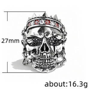 Anello da cocktail H153 Skeleton per uomo, tono oro, con zirconi cubici incastonati a pavé, anelli alla moda da regalo - Product Image 4