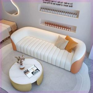 โซฟาหนังใหม่สีขาวและส้มโซฟาหนังที่ดีสำหรับพื้นที่นั่งเล่น - Product Image 6