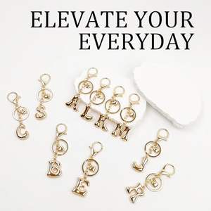 Gold Bubble Designs Letter Initial Keychain <b>Bag</b> Charms Cute Purse Charms For Handbags - Product Image 5