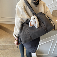 Sac à main vintage pour femme en cuir souple grande capacité avec fermeture éclair, sac de voyage en polyester, sac fourre-tout décontracté pour le week-end, sac à bandoulière