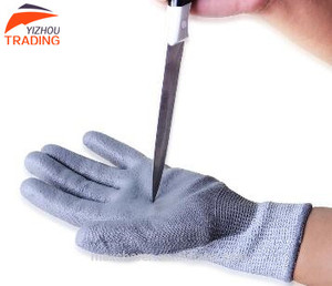 عالية الأداء مكافحة قطع مستوى 5 HPPE مع رمادي بو المغلفة قفازات السلامة حماية اليد - Product Image 5