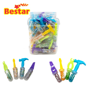 Piruletas afrutadas de juguete para niños al por mayor, bocadillo duro con pezón de caramelo con decoración recubierta en embalaje de botella multicolor - Product Image 1