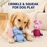 Jouet pour chien en peluche texturé avec bruits froissés et détails brodés
