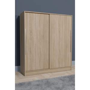 Armoire coulissante moderne nordique à 2 portes, finition Sonoma, convertible, autoportante, grand rangement, tiroirs, organisation des vêtements - Product Image 1