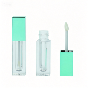 Envase vacío para brillo labial de 5 ml, tubo cuadrado transparente de PETG con tapa verde menta, tapa de rosca, contenedor cosmético para tinte labial o aceite. - Product Image 2