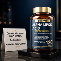 Capsules d'acide alpha-lipoïque OEM Hotsell 600 mg avec Benfotiamine, CoQ10, Curcumine, Vitamine B12, Complément alimentaire santé, 120 capsules