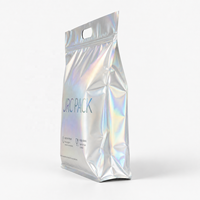 Sacs d'emballage pour vêtements avec logo personnalisé, en gros, imperméables, refermables, en feuille d'aluminium mat métallisé, avec fermeture éclair et trous de poignée