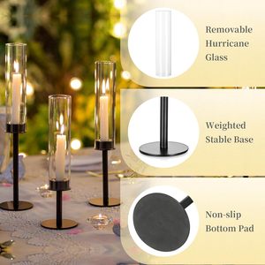 <span class=keywords><strong>Bougeoir</strong></span> <span class=keywords><strong>noir</strong></span> avec couvercle en verre, décoration de mariage, centre de table, bougeoirs pour bougies coniques, décoration de fête, décoration de la maison - Product Image 3