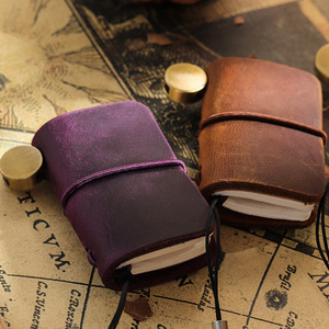Cahier de notes en cuir de vachette A6 ultra-petit journal de voyage portable, thermique Mini <span class=keywords><strong>TN</strong></span>, couverture en cuir mignon pour la comptabilité manuelle - Product Image 4