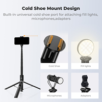 Trípode Selfie Stick de Aleación de Aluminio K&F Concept X96 de 1.75m con Control Remoto Bluetooth Recargable y Luz de Relleno