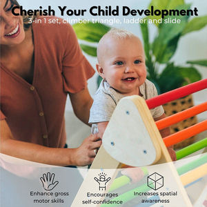 Đồ Chơi Trong Nhà Ngoài Trời Cho Trẻ Em Đồ Chơi Tập Thể Dục Có Thể Gập Lại Cho Trẻ Em Đồ Chơi Cầu Trượt Hình Tam Giác Khung Leo Bằng Gỗ Lưới - Product Image 2