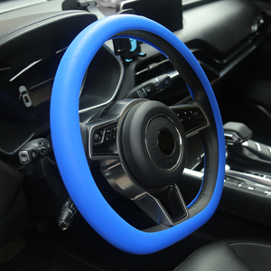 Couvre-volant <span class=keywords><strong>de</strong></span> voiture en Silicone souple à motif Litchi, 33cm 38cm, prix bon marché du fabricant chinois - Product Image 5