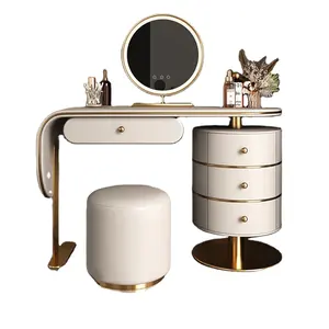Tocador de lujo Maxky Light, muebles avanzados, consola de almacenamiento Simple para dormitorio con espejo, maquillaje de madera maciza