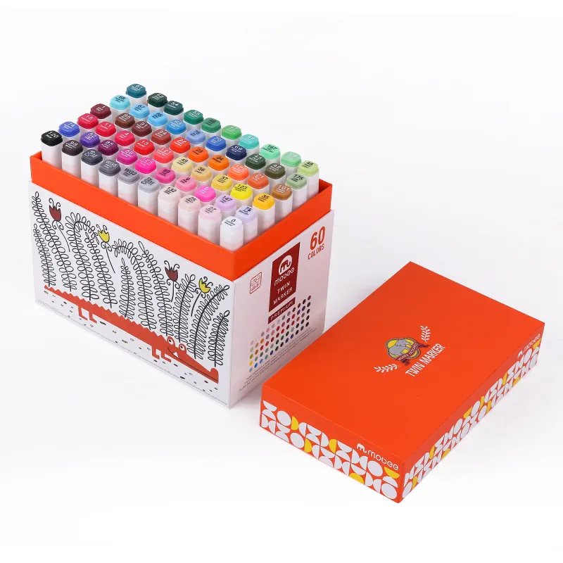 Mobee assortito di 60 colori vividi di colore art schizzo di pennarello pittura a doppio punto pennarello art a doppia punta set di pennarello