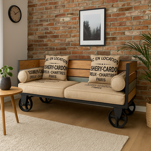 Phòng khách công nghiệp <span class=keywords><strong>sofa</strong></span> Hai ghế <span class=keywords><strong>Sofa</strong></span> giường với khung gỗ hiện đại phong cách Châu Âu - Product Image 2