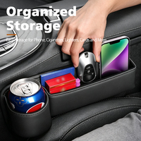 Organisateur de vide-espaces de siège de voiture haut de gamme universel en cuir PVC avec porte-gobelet et support de téléphone intégré
