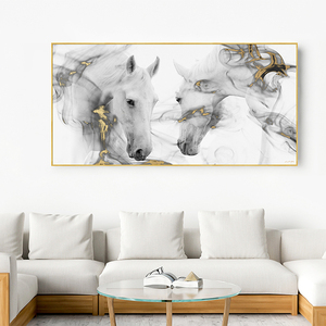 Pinturas de porcelana de cristal con impresión UV acrílica, pinturas de animales de caballo de lujo modernas <span class=keywords><strong>para</strong></span> decoración artística de pared del hogar, gran oferta - Product Image 5