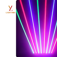 Luz Láser RGB de Haz Delgado de 8 Cabezas, 80W, 20 Canales, DMX512, Eje Y 270 °   Proyector Láser Giratorio Activado por Sonido para Escenarios