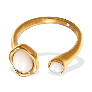 Juego de Anillos de Cóctel con Perlas Chapadas en Oro, Joyería Glamurosa para Mujer, Forma de Gota de Agua, para Fiestas y Uso Diario - Product Image 6