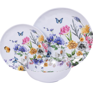 Colección de <span class=keywords><strong>Vajilla</strong></span> de <span class=keywords><strong>Melamina</strong></span> FoodSafe con Diseños Florales y de Mariposas para Uso Diario y Ocasiones Especiales - Product Image 1