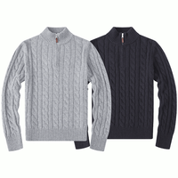 Pull en coton personnalisé pour homme, col quart zippé, style décontracté, luxe, tricoté, brodé, pour l'hiver