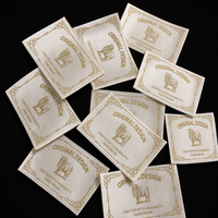 Étiquette tissée jacquard dorée personnalisée, style baroque vintage, faite à la main, en satin crème, pour vêtements de marque artisanale et de créateur