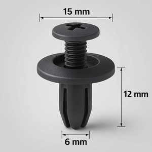 Rivets de fixation personnalisables 15 mm x 12 mm x 6 mm à pousser, à filetage fin, en nylon plastique, pour fixation de jupes de pare-chocs avant de voiture, métriques et impériaux - Product Image 2