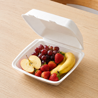 Boîte à lunch jetable en mousse T83S de 8 pouces à 3 compartiments, boîte d'emballage pour hamburger, boîte à hamburger biodégradable pour la restauration rapide