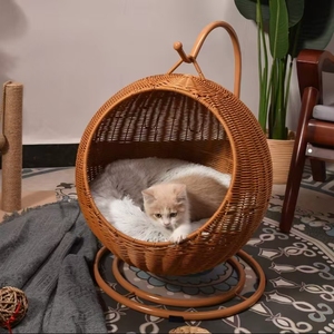 Litière pour chat en rotin de luxe, panier suspendu rafraîchissant pour animaux, coussin pour chien fait main, berceau pour animaux, toutes saisons - Product Image 4