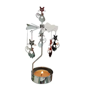 Custom Metal Topper Carousel Candle Tealight Holder Spinning Candleholder Rotary Candle Holder Cat For Christmas Small Gift