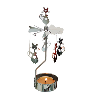 Benutzer definierte Metall Topper Karussell Kerze Tee licht halter Spinn kerzenhalter <span class=keywords><strong>Rotary</strong></span> Kerzenhalter Katze Für Weihnachten Kleines Geschenk - Product Image 1