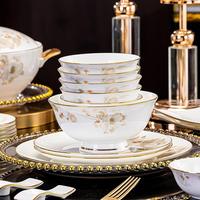 Vaisselle en Porcelaine Fine (Bone China) – Assiettes, Bols, Soucoupes – Ensembles Personnalisables, Style Léger et Luxueux, Élégance Vintage, Peint à la Main, Compatible Micro-ondes