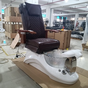 Kisen Luxury Professional Brown Pu Leather Pipeless Magnetic Jet Nail Salon Foot Spa Massage Electric Pedicure Manicure Chair - Product Image 3