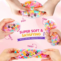 Jouet sensoriel anti-stress en forme de boulette arc-en-ciel avec perles à presser, pour soulager le stress, avec cuiseur vapeur en bambou, cadeau amusant