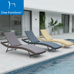 Outdoor Synthetic Wicker Beach <strong>Reclining</strong> Lazy Sun Lounger <strong>Rattan</strong> Poolside Lounge <strong>Chair</strong> - Product Image 1