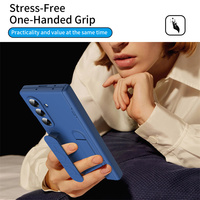 Étui de luxe avec support central articulé pour Samsung Fold 3 4 5 6 7 8 Ultra avec dragonne et protection d'écran en verre trempé