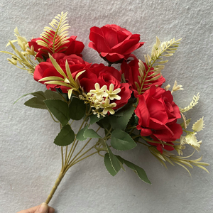 Ramo de Rosas Artificiales Realistas de Seda BF con Hojas para Boda, Día de San Valentín, <span class=keywords><strong>Funeral</strong></span>, Ecológico - Product Image 5