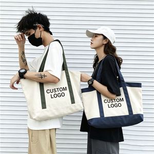 Export Oriented Factory Bulk Soft Cotton Canvas Letter Medium Size <b>Beach</b> <b>Tote</b> Bag Custom Logo Printed Casual Shoulder Handle - Product Image 3