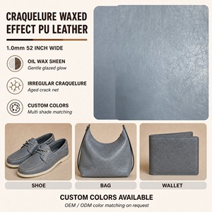 Tessuto in Pelle PU Effetto Craquelé Cerato Premium 1.0mm 52 Pollici di Larghezza Colori Personalizzati per Scarpe Borse Portafogli Ingrosso - Product Image 1