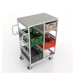 Mobile Sorting Trolley for Euro Storage Crates 4 Tier Metal Picking <b>Cart</b> with <b>Wheels</b> for Warehouse and Supermarket - Product Image 6