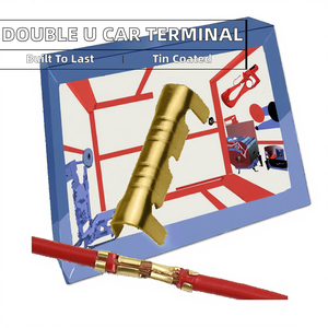 ขั้วต่อสายไฟแบบ U คู่ชุบทองแดง DJ453 สำหรับเชื่อมต่อสายไฟในรถยนต์ ขั้วต่อแบบ Crimp สำหรับสัญญาณเสียงและวิดีโอ  ขนาดเล็ก - Product Image 2