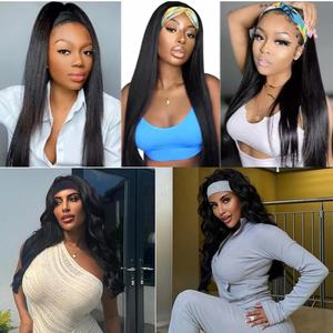 Kinky Straight 100% Brazilian Remy Human Hair Long <b>Wig</b> Elastic Headband Soft Natural Feel Glueless Natural <b>Black</b> <b>Women</b> 180% - Product Image 6