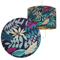Échantillons gratuits, vente en gros, abat-jour rond en tissu avec motif de feuilles de couleur foncée, abat-jour de Table