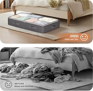 Clothing Organizer Rectangular Fabric Under Bed Storage <b>Bin</b> Stackable 80x65x38cm for Clothing Minimalist Design - Product Image 6